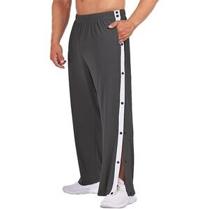 MSRP $37 Deyeek Men's M Dark Grey Tear Away Basketball Pants High Split Snap